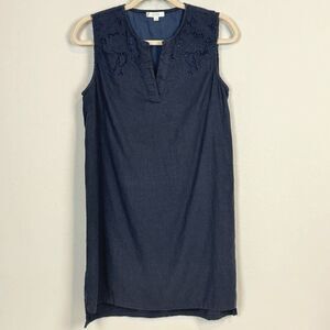 Jade Melody Tam Navy Linen Blend Shift Dress S